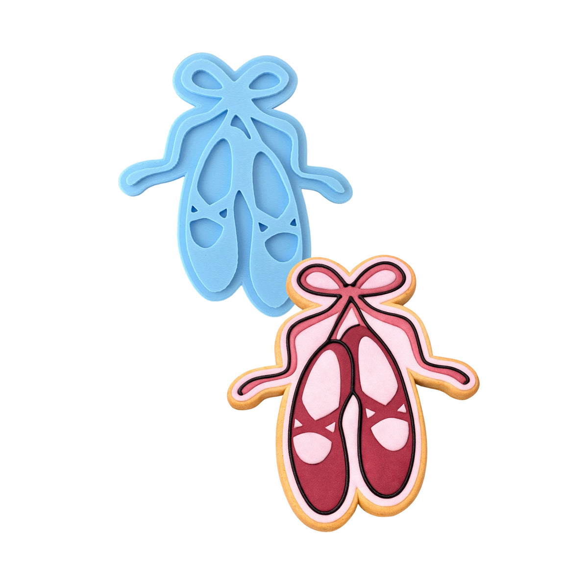 Ballet Shoes Cookie Cutter | Stamp | Stencil #1 Girly / Dolls / Princess Cookie Cutter Lady MINI - 2 Inches (5cm) Stamp ONLY 
