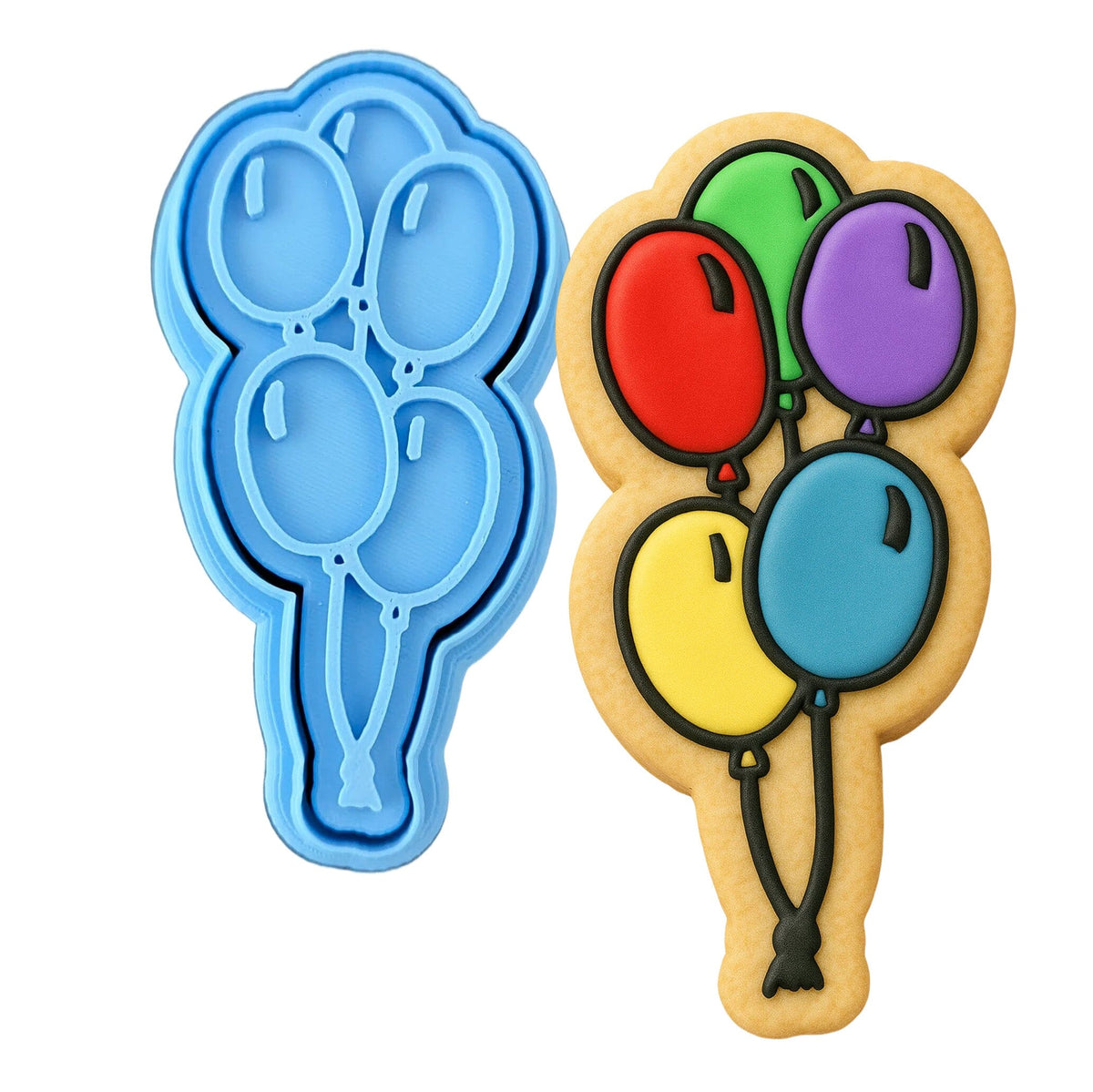 Balloons Cookie Cutter | Stamp | Stencil #1 Mom / Dad / Bday / Party Cookie Cutter Lady MINI - 2 Inches (5cm) **BUNDLE** Cutter + Stamp 