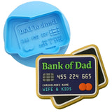 a blue and a blue plastic bank of dad card