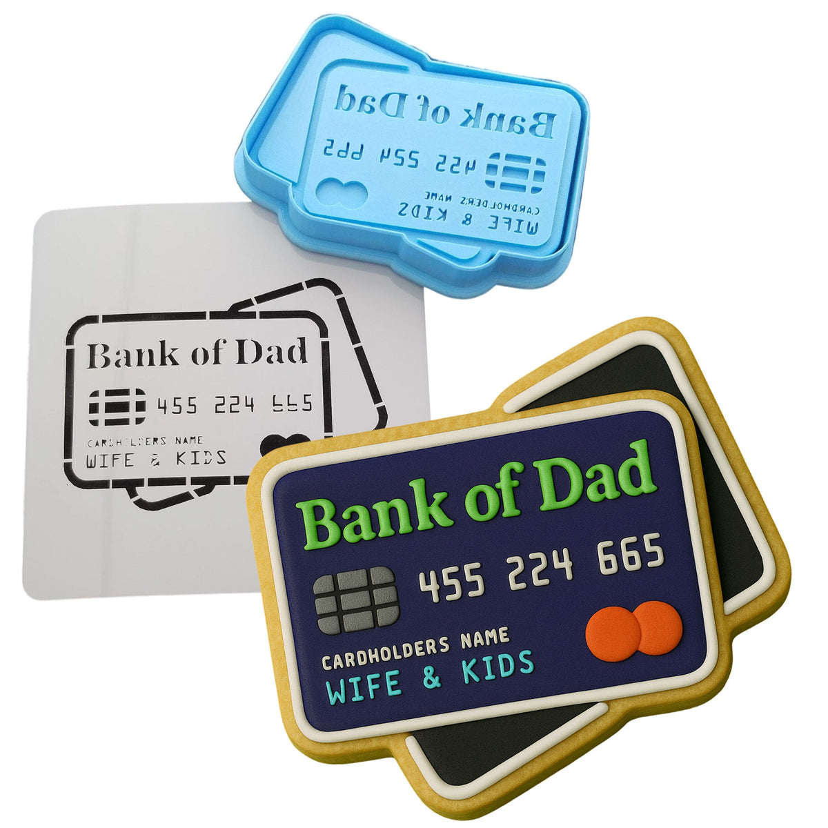 a credit card and a bank of dad cookie