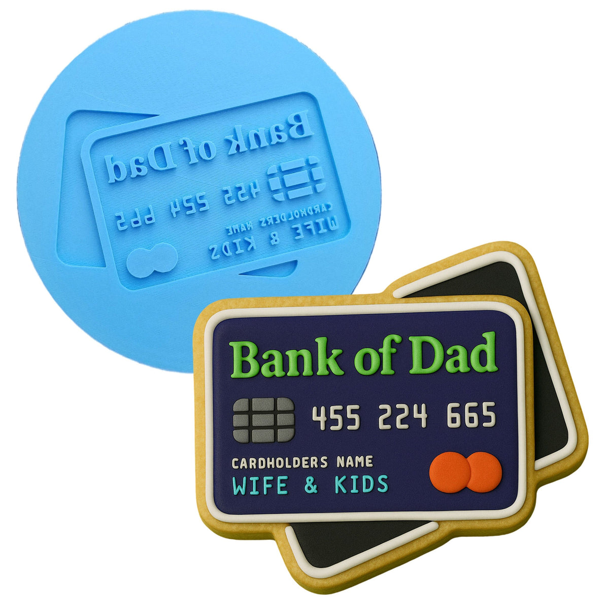 a blue and a black credit card are next to each other