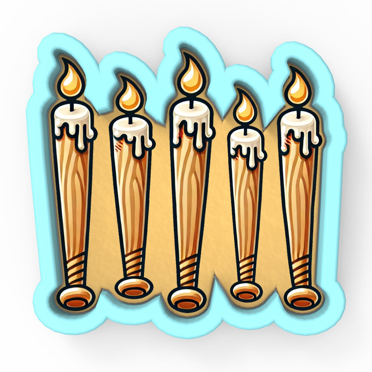 a group of candles that are on a sticker