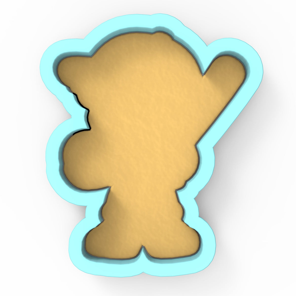 a cookie shaped like a teddy bear on a white background