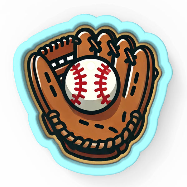 a baseball glove with a baseball inside of it