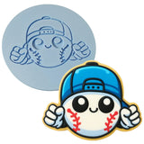 a cookie cutter with a cartoon baseball player on it