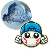 a cookie cutter with a baseball themed cookie