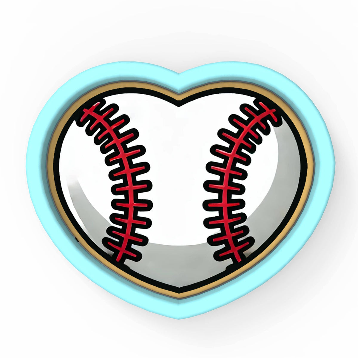 a heart shaped object with a baseball inside of it