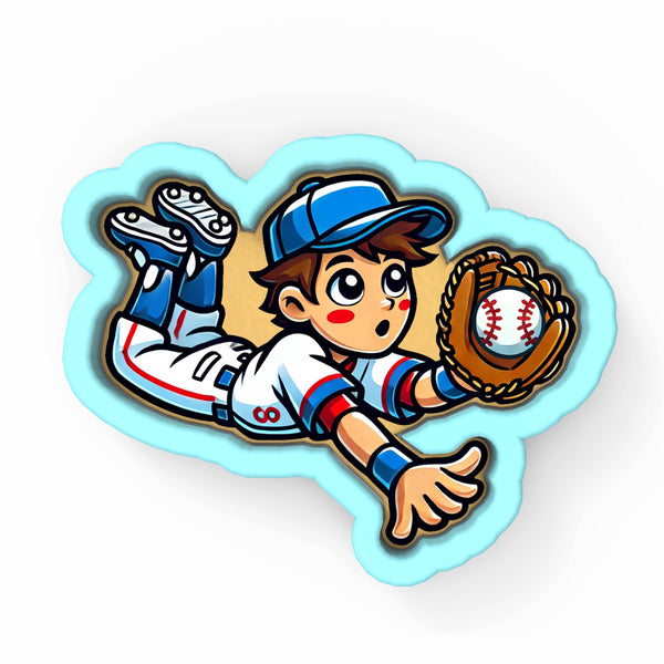 a cartoon of a baseball player catching a ball