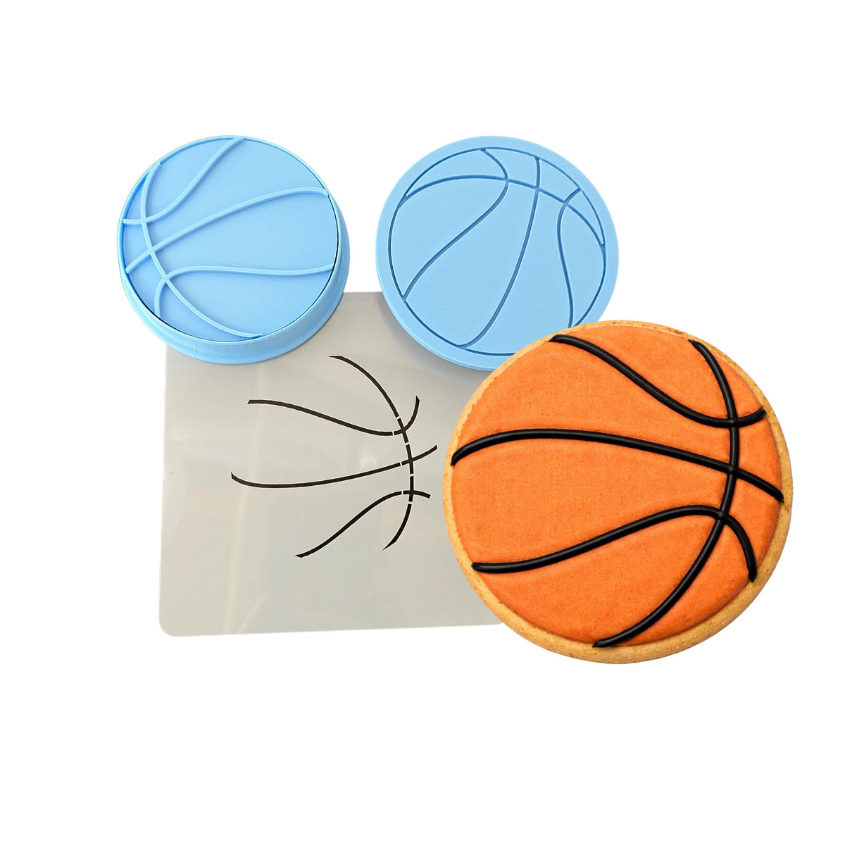 Basketball Cookie Cutter | Stamp | Stencil #1 Sports Cookie Cutter Lady MINI - 2 Inches (5cm) **FULL SET BUNDLE** Cutter + Stamp + Stencil + Debosser **BEST DEAL** 