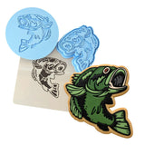 Bass Cookie Cutter | Stamp | Stencil #1 Boys/ Army / Outdoorsman Cookie Cutter Lady MINI - 2 Inches (5cm) **FULL SET BUNDLE** Cutter + Stamp + Stencil + Debosser **BEST DEAL** 