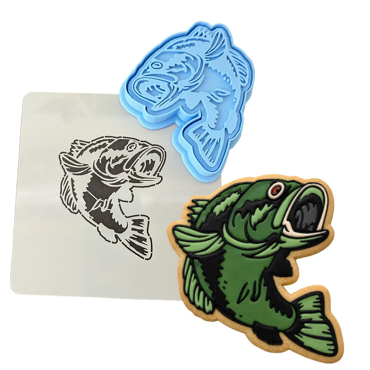 Bass Cookie Cutter | Stamp | Stencil #1 Boys/ Army / Outdoorsman Cookie Cutter Lady 