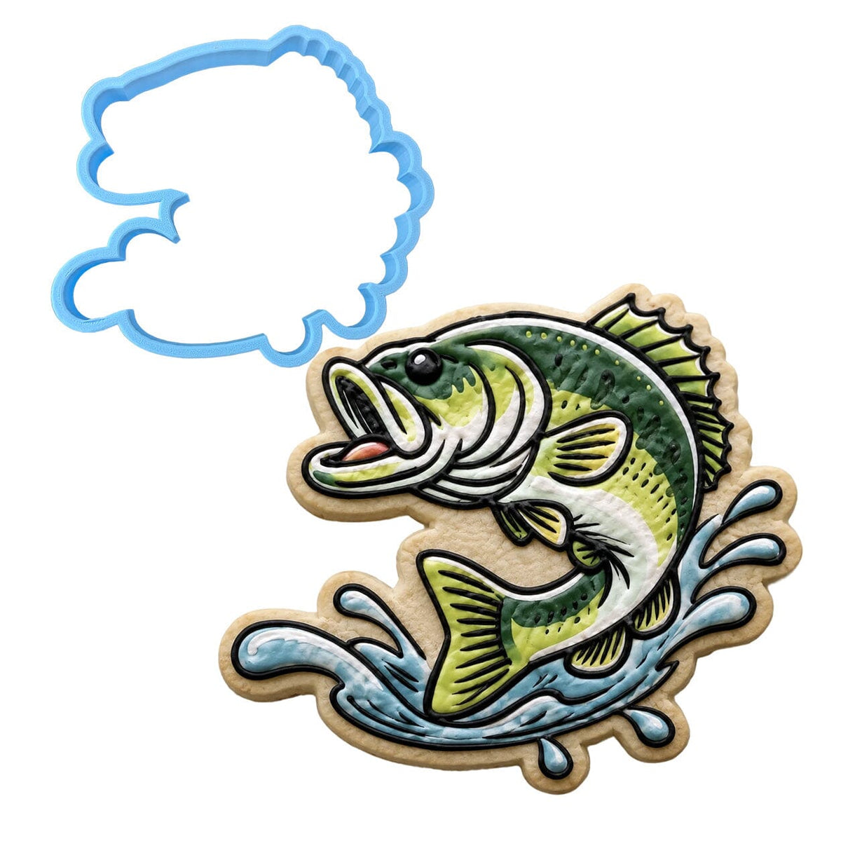 Bass Splash 1 Cookie Cutter | Stamp | Stencil - SHARP EDGES - FAST Shipping - Choose Your Own Size! #1 Cookie Cutter Lady LITTLE - 3 Inches (7.62cm) Cookie Cutter ONLY (Outline) 