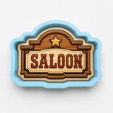 a sign with the word "SALOON" written on it.