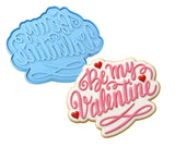 Be My Valentine Cookie Cutter | Stamp | Stencil #1 Wedding / Baby / V Day Cookie Cutter Lady MINI - 2 Inches (5cm) **BUNDLE** Cutter + Stamp 