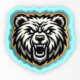 a close up of a bear head on a white background