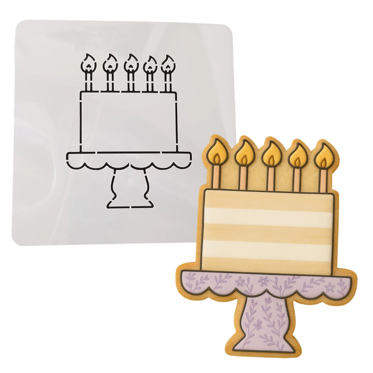 Birthday Cake on Platter Cookie Cutter | Stamp | Stencil - SHARP EDGES - FAST Shipping - Choose Your Own Size! #1 Cookie Cutter Lady LITTLE - 3 Inches (7.62cm) Stencil ONLY 