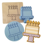 Birthday Cake on Platter Cookie Cutter | Stamp | Stencil - SHARP EDGES - FAST Shipping - Choose Your Own Size! #1 Cookie Cutter Lady LITTLE - 3 Inches (7.62cm) **FULL SET BUNDLE** Cutter + Stamp + Stencil + Debosser **BEST DEAL** 