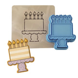 Birthday Cake on Platter Cookie Cutter | Stamp | Stencil - SHARP EDGES - FAST Shipping - Choose Your Own Size! #1 Cookie Cutter Lady LITTLE - 3 Inches (7.62cm) **BUNDLE** Cutter + Stamp + Stencil 