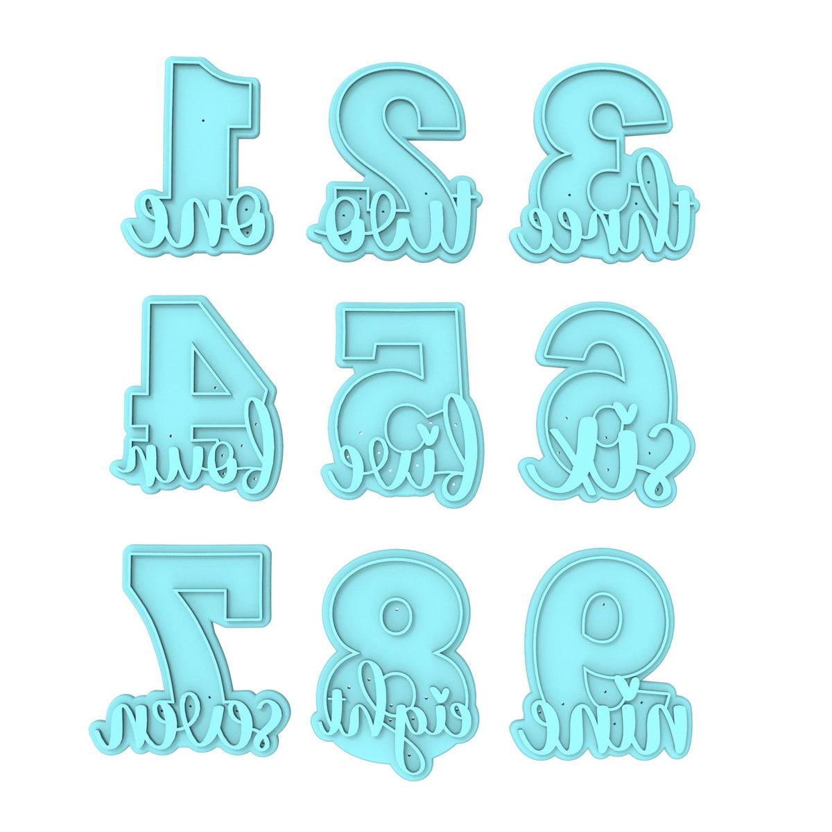 Birthday Number Cookie Cutter | Stamp | Stencil | Debosser Set. Any Size. Any Style. birthday Cookie Cutter Lady MINI - 2 Inches (5cm) Stamp ONLY Set 