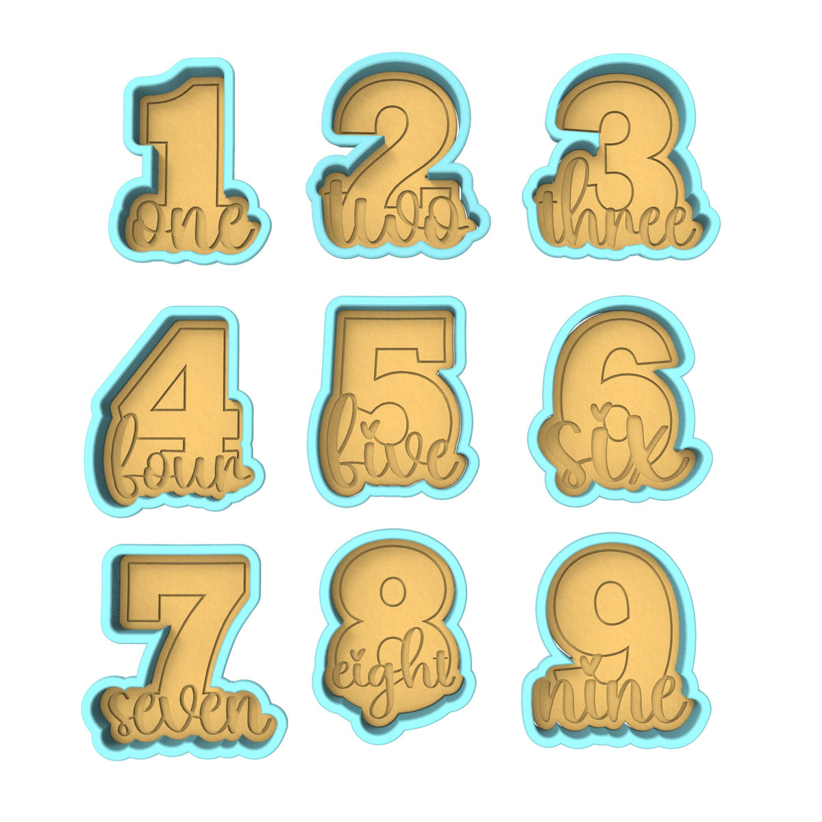 Birthday Number Cookie Cutter | Stamp | Stencil | Debosser Set. Any Size. Any Style. birthday Cookie Cutter Lady 