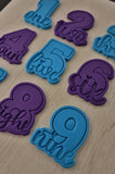 Birthday Number Cookie Cutter | Stamp | Stencil | Debosser Set. Any Size. Any Style. birthday Cookie Cutter Lady 