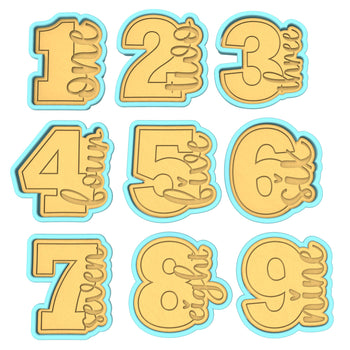 Birthday Number Sideways Cookie Cutter | Stamp | Stencil | Debosser Set. Any Size. Any Style. birthday Cookie Cutter Lady MINI - 2 Inches (5cm) **BUNDLE** Cutter + Stamp Set 