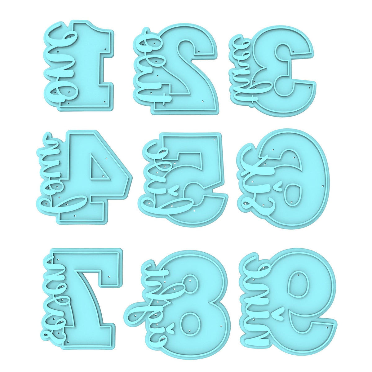 Birthday Number Sideways Cookie Cutter | Stamp | Stencil | Debosser Set. Any Size. Any Style. birthday Cookie Cutter Lady MINI - 2 Inches (5cm) Stamp ONLY Set 