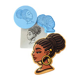 Black Girl Beautiful Cookie Cutter | Stamp | Stencil - SHARP EDGES - FAST Shipping - Choose Your Own Size! #2 Cookie Cutter Lady LITTLE - 3 Inches (7.62cm) **FULL SET BUNDLE** Cutter + Stamp + Stencil + Debosser **BEST DEAL** 
