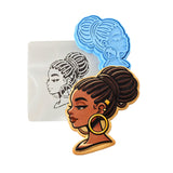 Black Girl Beautiful Cookie Cutter | Stamp | Stencil - SHARP EDGES - FAST Shipping - Choose Your Own Size! #2 Cookie Cutter Lady LITTLE - 3 Inches (7.62cm) **BUNDLE** Cutter + Stamp + Stencil 