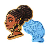 Black Girl Beautiful Cookie Cutter | Stamp | Stencil - SHARP EDGES - FAST Shipping - Choose Your Own Size! #2 Cookie Cutter Lady LITTLE - 3 Inches (7.62cm) **BUNDLE** Cutter + Stamp 