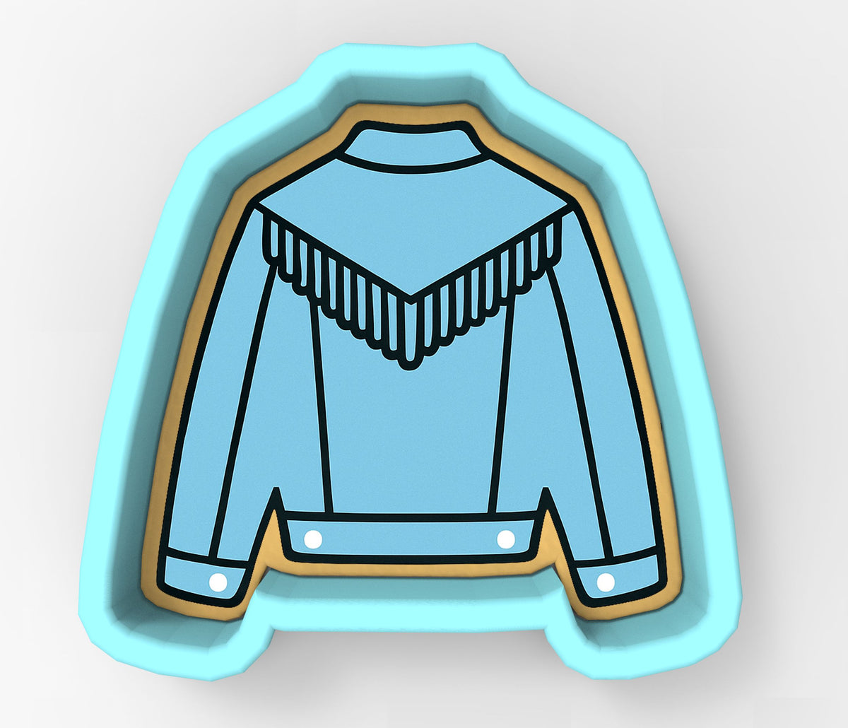 Blue Denim Fringe Jacket 2 Cookie Cutter | Stamp | Stencil - SHARP EDGES - FAST Shipping - Choose Your Own Size! #1