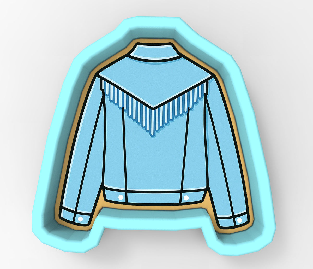 Blue Denim Fringe Jacket Cookie Cutter | Stamp | Stencil - SHARP EDGES - FAST Shipping - Choose Your Own Size! #1