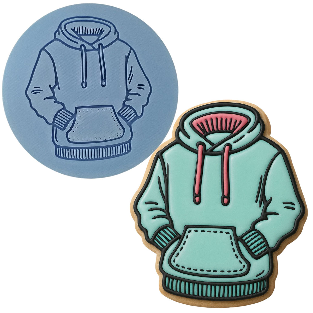 Blue Hoodie Cookie Cutter | Stamp | Stencil - SHARP EDGES - FAST Shipping - Choose Your Own Size! #1 Cookie Cutter Lady LITTLE - 3 Inches (7.62cm) Debosser ONLY 