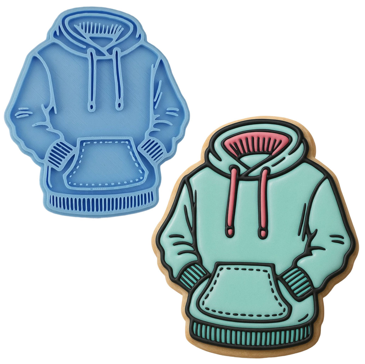 Blue Hoodie Cookie Cutter | Stamp | Stencil - SHARP EDGES - FAST Shipping - Choose Your Own Size! #1 Cookie Cutter Lady LITTLE - 3 Inches (7.62cm) Stamp ONLY 