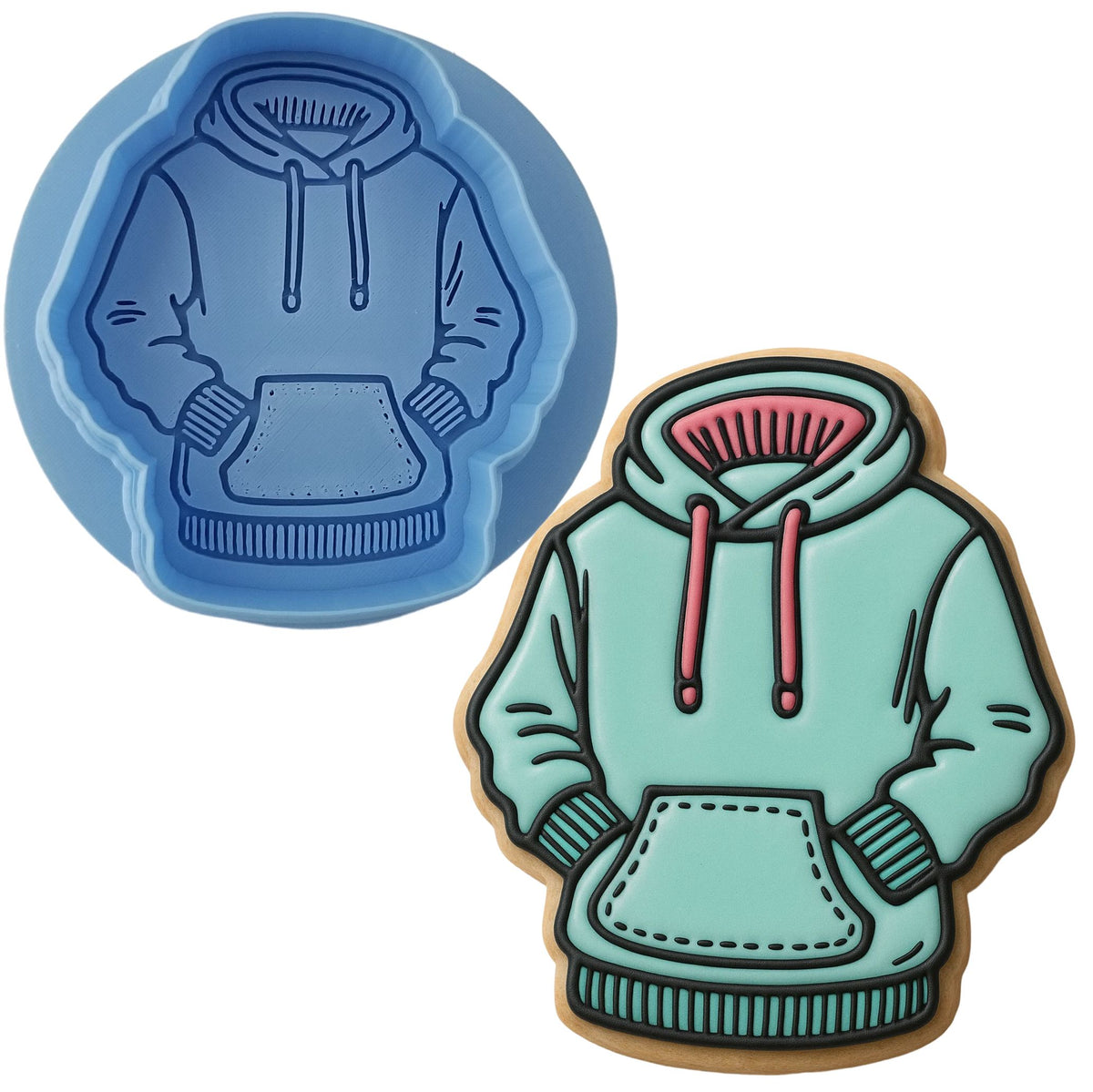 Blue Hoodie Cookie Cutter | Stamp | Stencil - SHARP EDGES - FAST Shipping - Choose Your Own Size! #1 Cookie Cutter Lady LITTLE - 3 Inches (7.62cm) **BUNDLE** Cutter + Debosser 