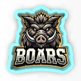 a sticker of a boar's head with the word boars on it