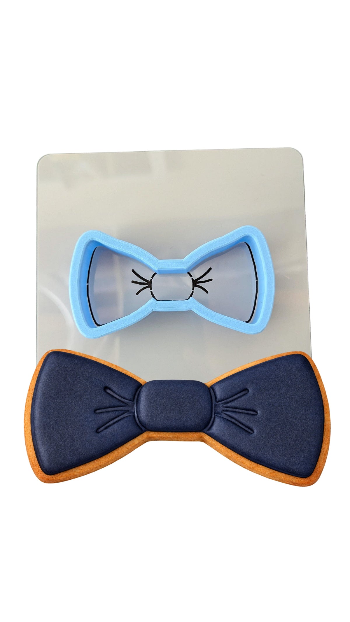 Bow Tie Cookie Cutter Detailed #1 Wedding / Baby / V Day Cookie Cutter Lady MINI - 2 Inches (5cm) **BUNDLE** Cutter + Stencil 