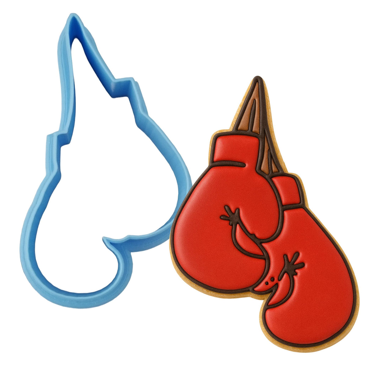 Boxing Gloves Hanging Cookie Cutter Outline & Stamp Sports Cookie Cutter Lady MINI - 2 Inches (5cm) Cookie Cutter ONLY (Outline) 