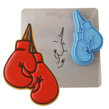 Boxing Gloves Hanging Cookie Cutter Outline & Stamp Sports Cookie Cutter Lady 