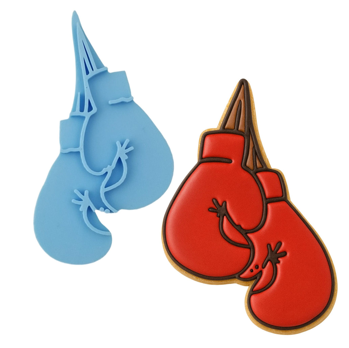 Boxing Gloves Hanging Cookie Cutter Outline & Stamp Sports Cookie Cutter Lady 