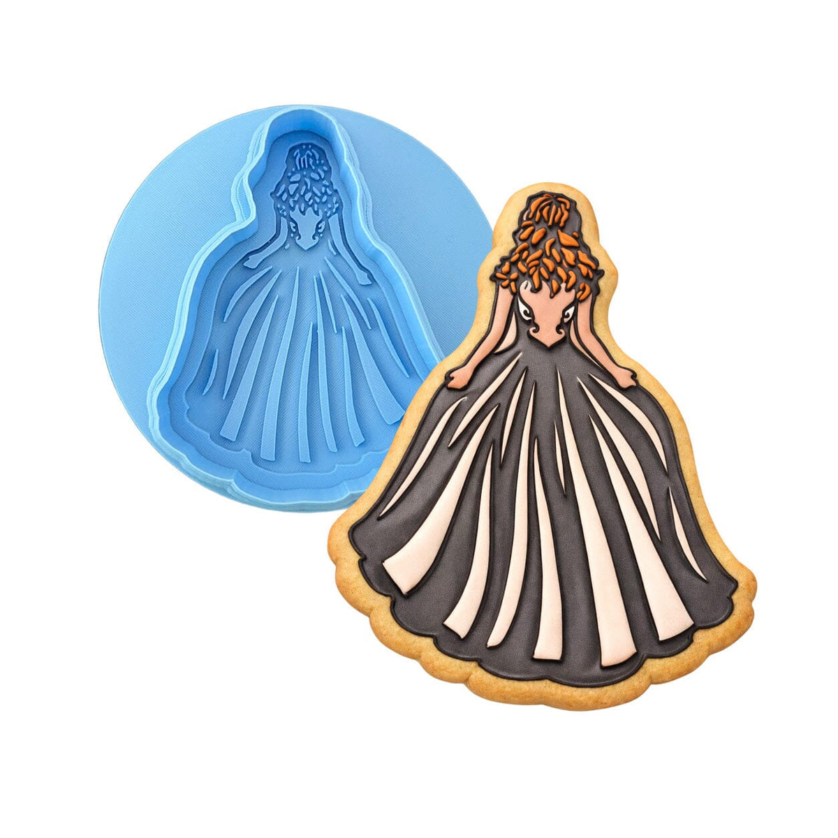 Bride in Dress Cookie Cutter | Stamp | Stencil #2 Wedding / Baby / V Day Cookie Cutter Lady MINI - 2 Inches (5cm) **BUNDLE** Cutter + Debosser 