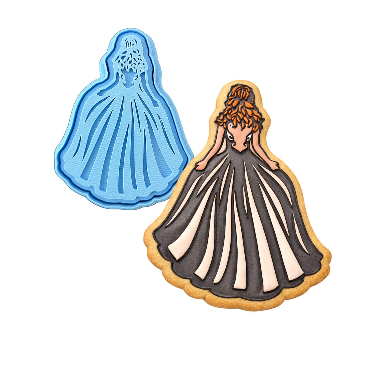 Bride in Dress Cookie Cutter | Stamp | Stencil #2 Wedding / Baby / V Day Cookie Cutter Lady MINI - 2 Inches (5cm) **BUNDLE** Cutter + Stamp 