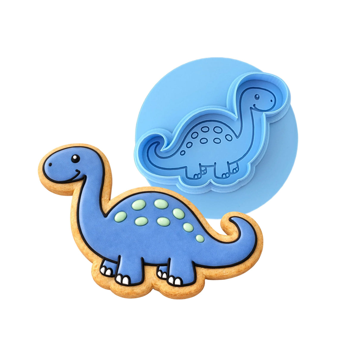 Brontosaurus Dinosaur Cute Cookie Cutter | Stamp | Stencil #1 Animals & Dinosaurs Cookie Cutter Lady MINI - 2 Inches (5cm) **BUNDLE** Cutter + Debosser 