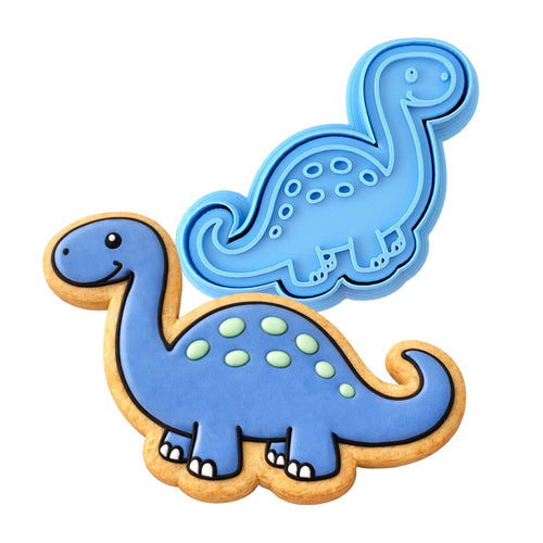 Brontosaurus Dinosaur Cute Cookie Cutter | Stamp | Stencil #1