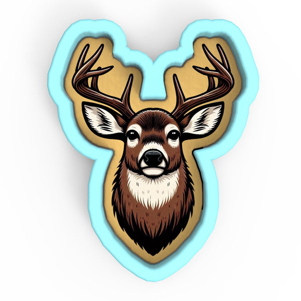 a sticker of a deer with antlers on it