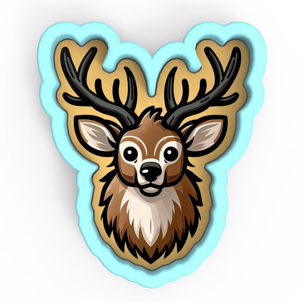 a sticker of a deer with antlers on it