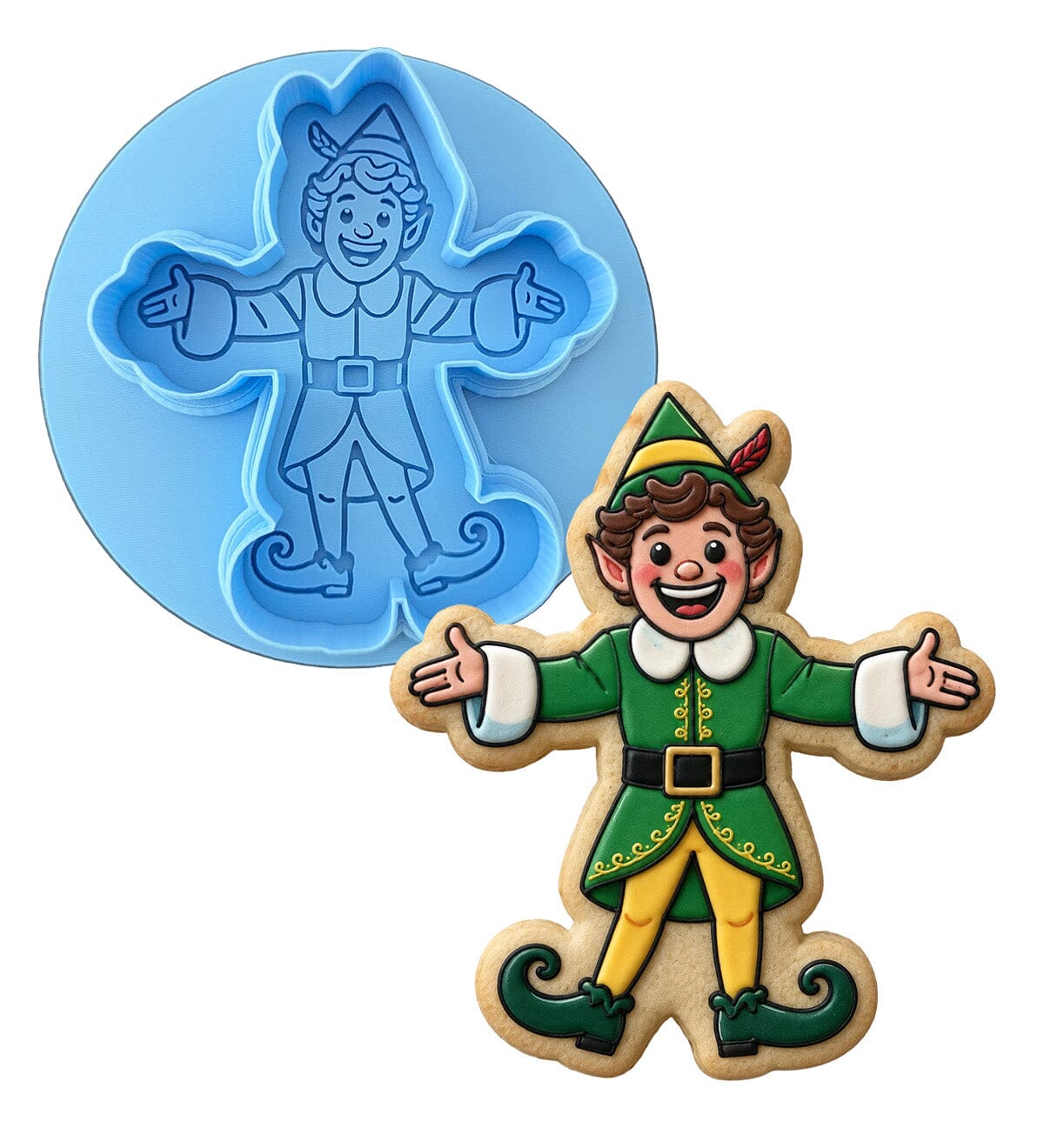 Buddy the Elf Cookie Cutter | Stamp | Stencil - SHARP EDGES - FAST Shipping - Choose Your Own Size! #3 Cookie Cutter Lady LITTLE - 3 Inches (7.62cm) **BUNDLE** Cutter + Debosser 