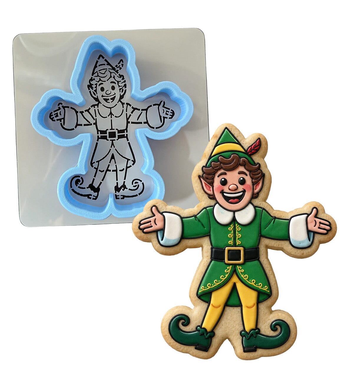Buddy the Elf Cookie Cutter | Stamp | Stencil - SHARP EDGES - FAST Shipping - Choose Your Own Size! #3 Cookie Cutter Lady LITTLE - 3 Inches (7.62cm) **BUNDLE** Cutter + Stencil 