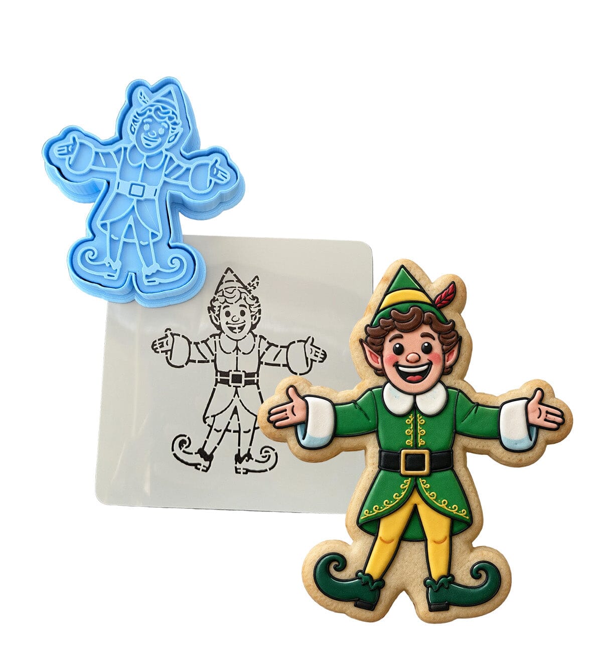 Buddy the Elf Cookie Cutter | Stamp | Stencil - SHARP EDGES - FAST Shipping - Choose Your Own Size! #3 Cookie Cutter Lady LITTLE - 3 Inches (7.62cm) **BUNDLE** Cutter + Stamp + Stencil 