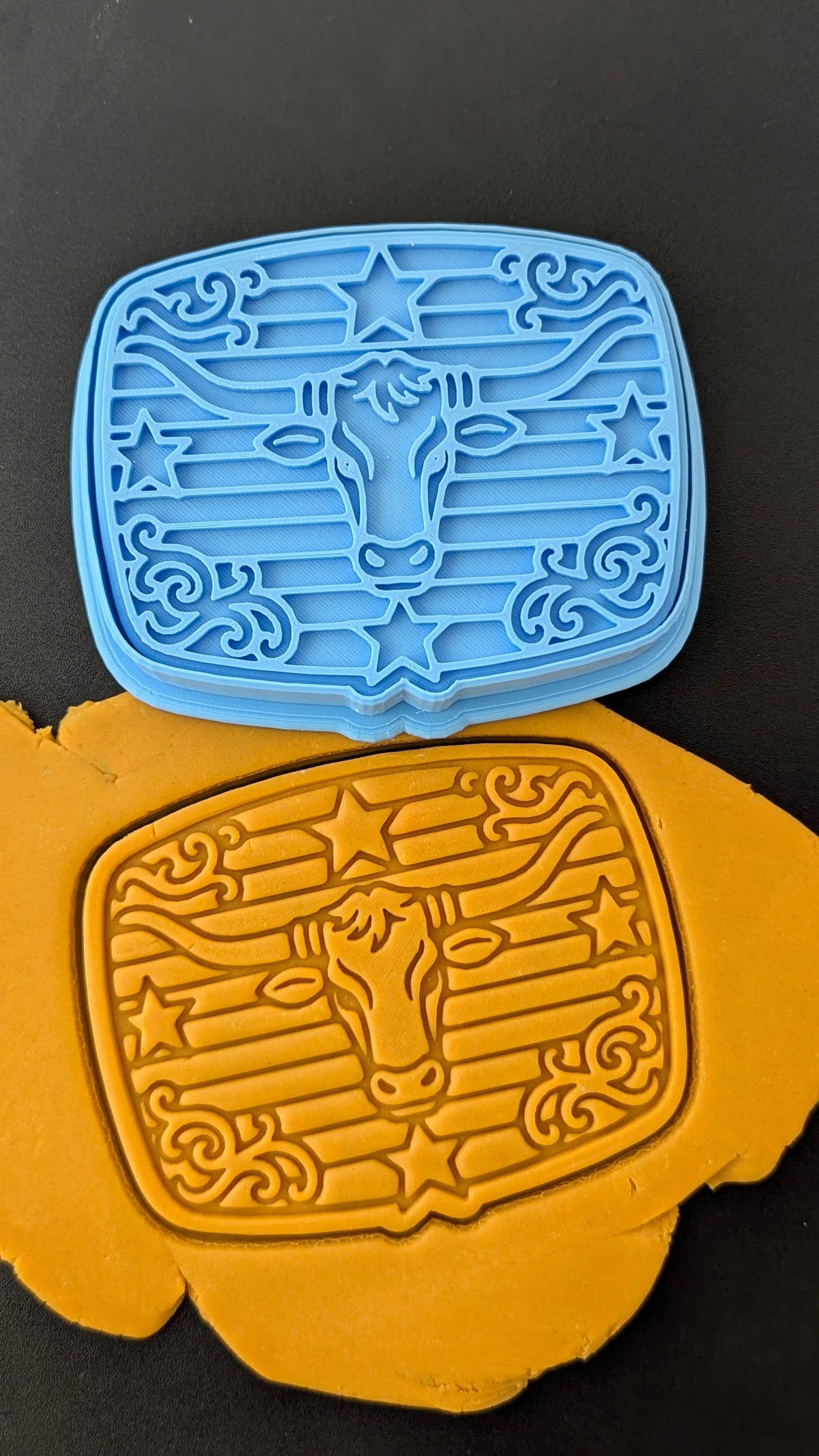 Bull Belt Buckle Cookie Cutter | Stamp | Stencil | Debosser #1 Cookie Cutter Lady 